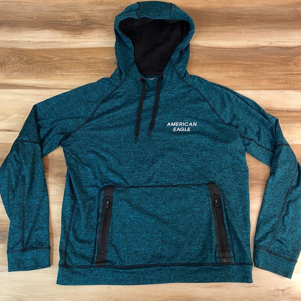 American Eagle Flex Hoodie Pulloverβ Men's Medium Sweatshirt Teal
